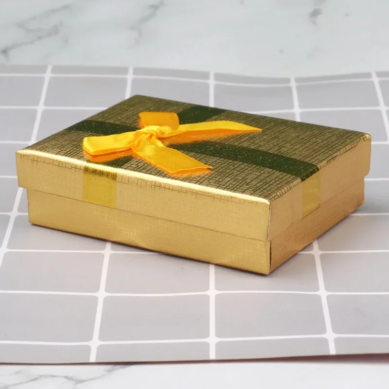 Velvet Metal Necklace Holder and Cardboard Jewelry Gift Box with Butterfly Bow – Sponge Lined Rectangle Packaging for Rings, Bracelets, Earrings and Necklaces – Elegant Jewelry Display and Storage