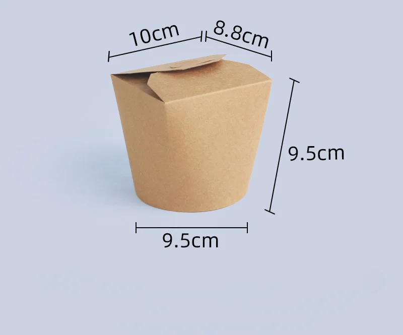 500pcs Disposable Kraft Paper Noodle Takeaway Boxes with Round Bottom, Eco-Friendly Fast Food Packaging for Pasta Salad Rice Snacks Takeout Restaurant Party Use - 图片 7