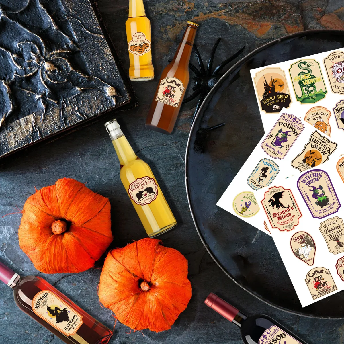 3-Pack Halloween Wine Bottle Stickers – Spooky Ghost-Themed Self-Adhesive Labels for Wine, Spirits, Glass Bottles, Party Favors, and Holiday Decoration - 图片 3