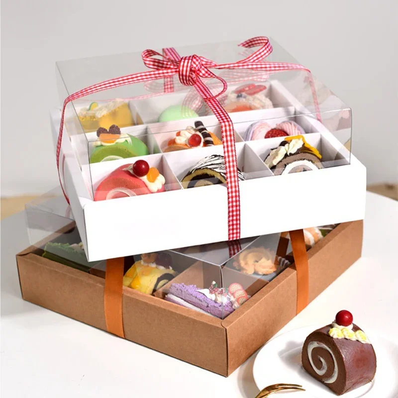 5pcs Transparent Cake Packaging Boxes with 7/9 Compartments for Mousse, Pastries, Cupcakes, Macarons, Perfect for Baby Shower, Birthday Party Favors, Baking Display, Gift Wrapping and Event Decorations - 图片 2