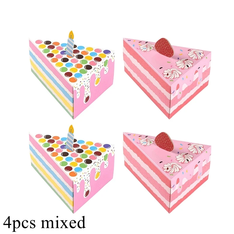 4pcs Triangle Candy Boxes in Cake or Candle Shape, Cute Paper Packaging for Cookies, Kids Gifts, Birthday, Wedding, Party Favors and Decorations, Durable Reusable Paper Boxes, Factory Direct Supply - 图片 8