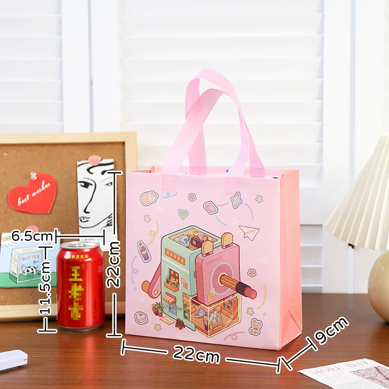 2025 Cute Cartoon Non-Woven Tote Bags, Reusable Pastel Gift Bags for Kids Birthday Party Favors, Classroom Treats, Candy, Cookies, Arts & Crafts, Durable Eco-Friendly Packaging, 12/30pcs 3