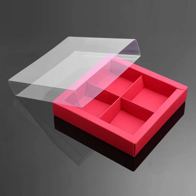 10PCS Chocolate Macarons and Mooncake Boxes with 4/9 Grid Inserts, PVC Transparent Window Gift Packaging, Ideal for Weddings, Christmas, Birthdays, Party Favors, Desserts, and Holiday Celebrations 1