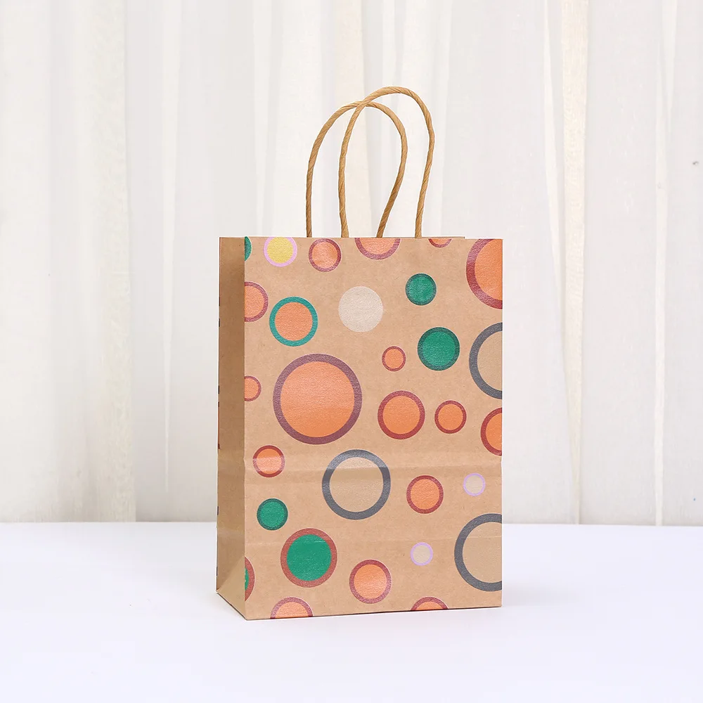 2025 New Polka Dot Kraft Paper Gift Bags, Reusable Eco-Friendly Tote Bags with Twisted Handles for Birthday Party Favors, Boutique Packaging, Holiday Gifting, Craft Fairs, Stylish Durable Designer Bags - 图片 3
