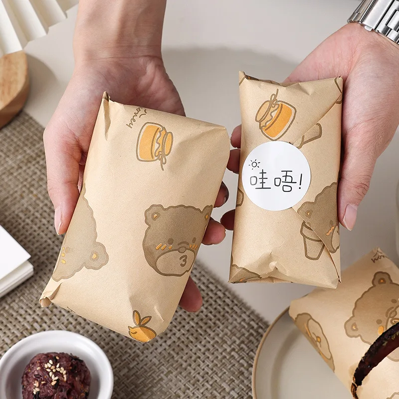 50PCS Oil-Proof Wax Paper Wrapping Sheets 18×18cm / 22×22cm Square Disposable Grease-Resistant Sandwich Burger Bread Fries Wrap Paper Baking Liner for Breakfast, Chicken Roll, Gift, or Craft Use