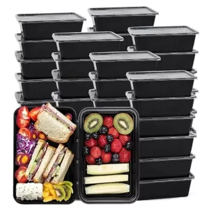 10/20PCS Black Food Box Leakproof Meal Prep Container Bento Box Fruit Salad Kitchen Takeout Storage Disposable Food Storage Box for Fridge Party Picnic Cooking Preparation