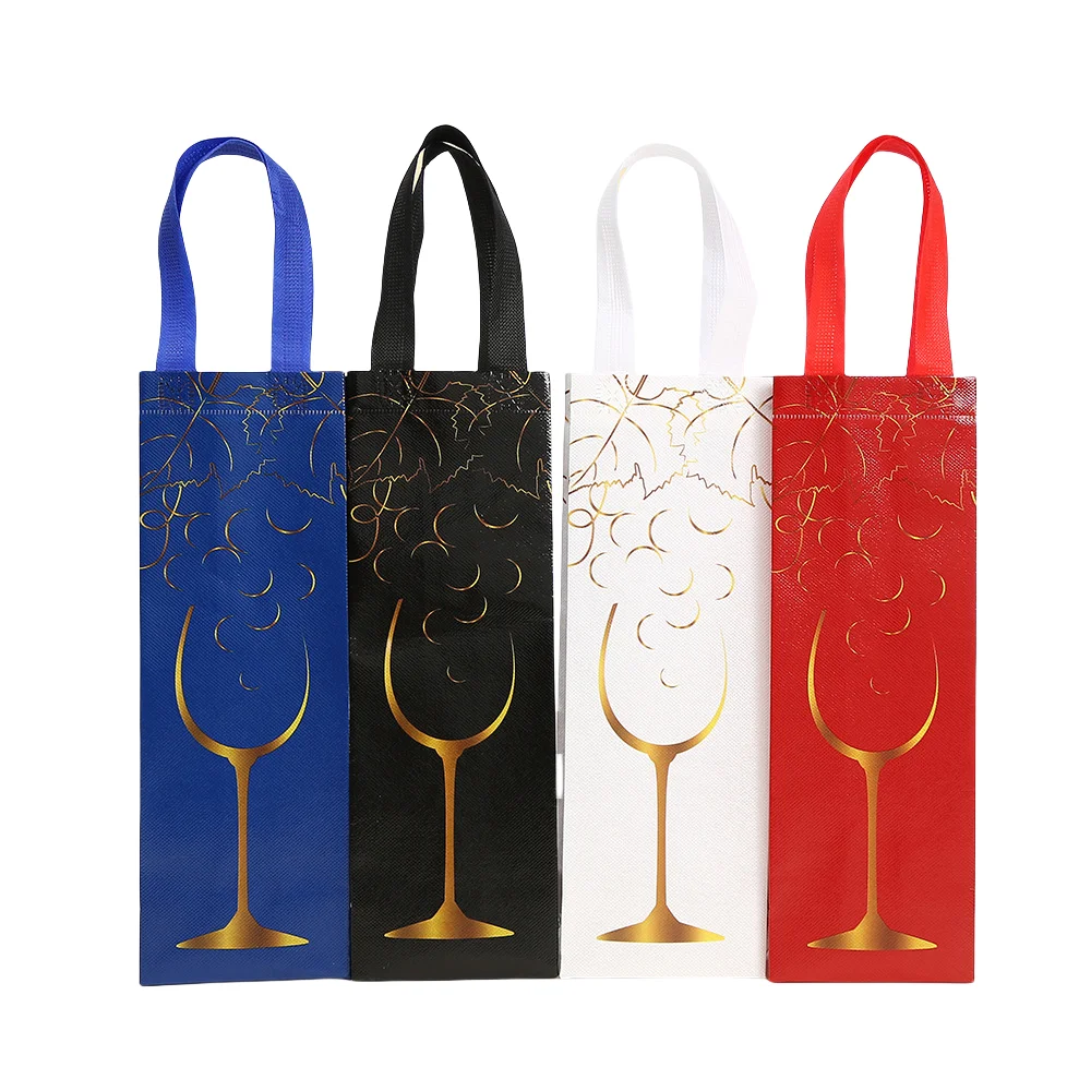 Luxury Non-Woven Wine Bottle Gift Bags – Reusable Tote with Golden Wine Glass Design, Waterproof Eco-Friendly Wrapping for Champagne, Wine, and Gourmet Treats – Perfect for Weddings, Parties, and Holidays - 图片 6