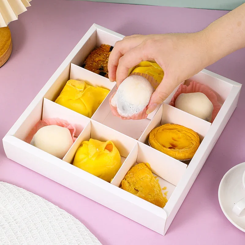 5pcs Transparent Cake Packaging Boxes with 7/9 Compartments for Mousse, Pastries, Cupcakes, Macarons, Perfect for Baby Shower, Birthday Party Favors, Baking Display, Gift Wrapping and Event Decorations - 图片 6