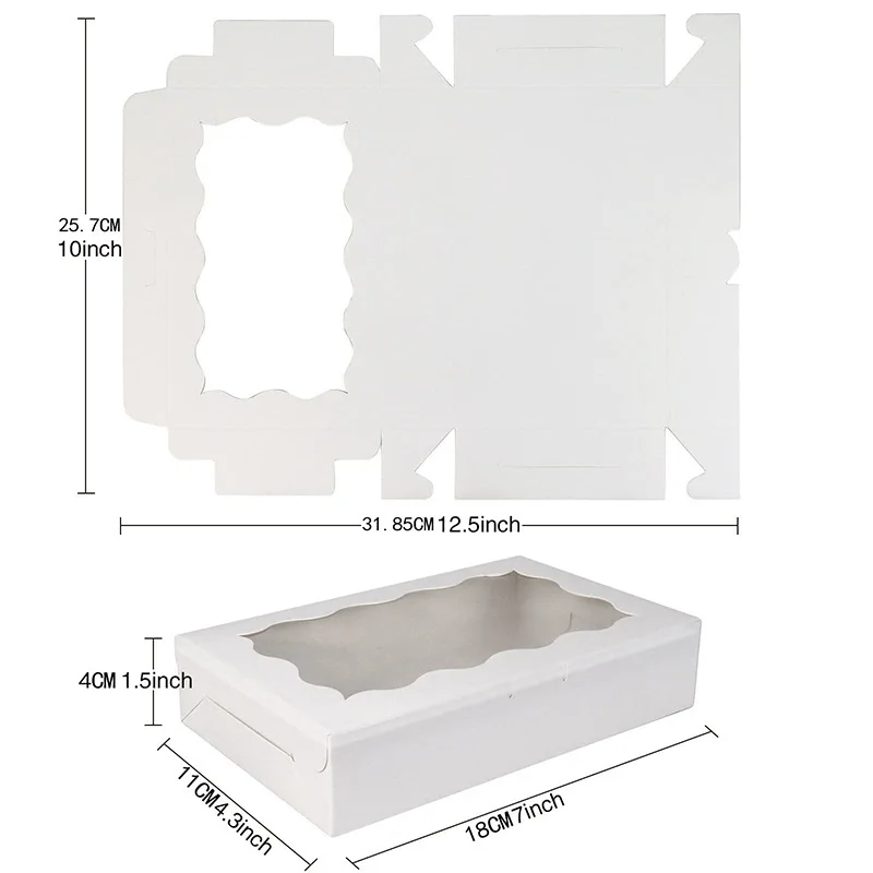 50PCS Kraft Paper Gift Boxes with Transparent Window – Rectangular Packaging for Cake, Candy, Chocolate, Jewelry, Wedding Favors, Bakery Display, Party Supplies, Twine & Tag Set - 图片 9