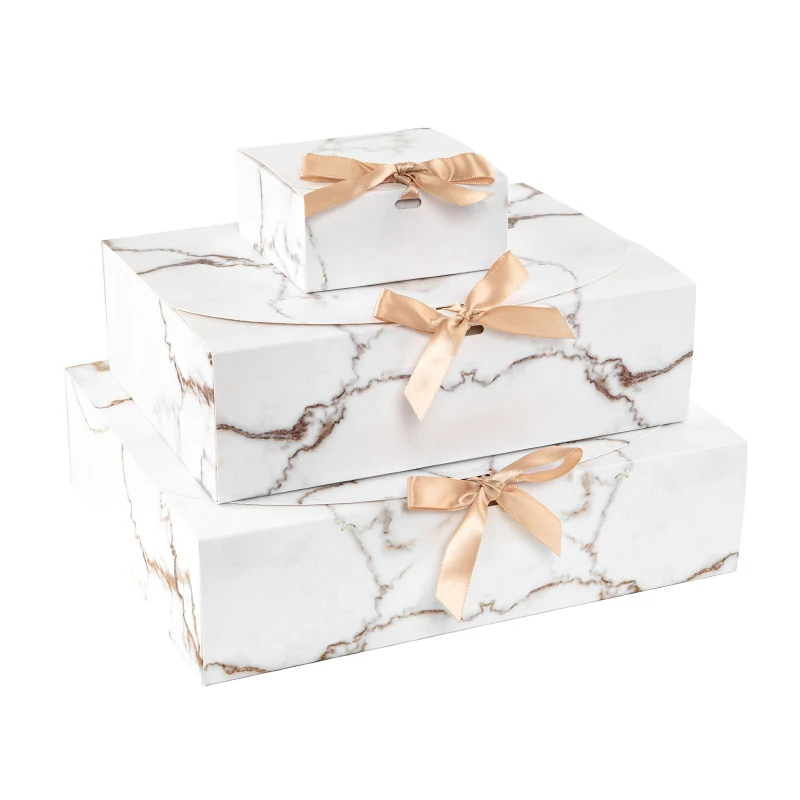 Gift Boxes with Ribbon – White, Pink, Sky Blue, Black, Red, Green, Marble Colors – 5pcs Set, Multiple Sizes for Birthday, Wedding, Baby Shower, Graduation, Mother’s & Father’s Day – Stylish, Durable, Customizable Packaging - 图片 4