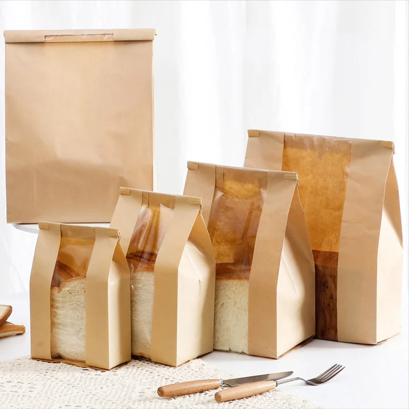 500PCS Kraft Paper Bread Loaf Bags with Clear Window and Tin Tie Closure, Extra Large Brown Bakery Packaging Bags for Coffee, Cookies, Pastries, Granola, Candy, Popcorn, Sandwiches and Gift Treats - 图片 3