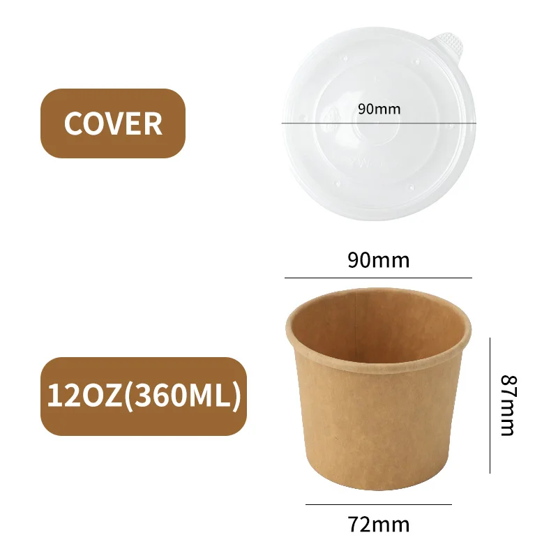 25pcs Kraft Paper Round Bowls Lunch Box Bento Box Food Containers with Lid Disposable Takeaway Soup Salad Noodles Meal Prep Eco-Friendly Food Storage for Picnic Party Travel - 图片 16