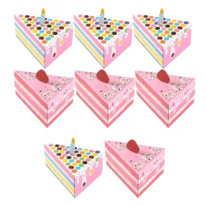 4pcs Triangle Candy Boxes in Cake or Candle Shape, Cute Paper Packaging for Cookies, Kids Gifts, Birthday, Wedding, Party Favors and Decorations, Durable Reusable Paper Boxes, Factory Direct Supply