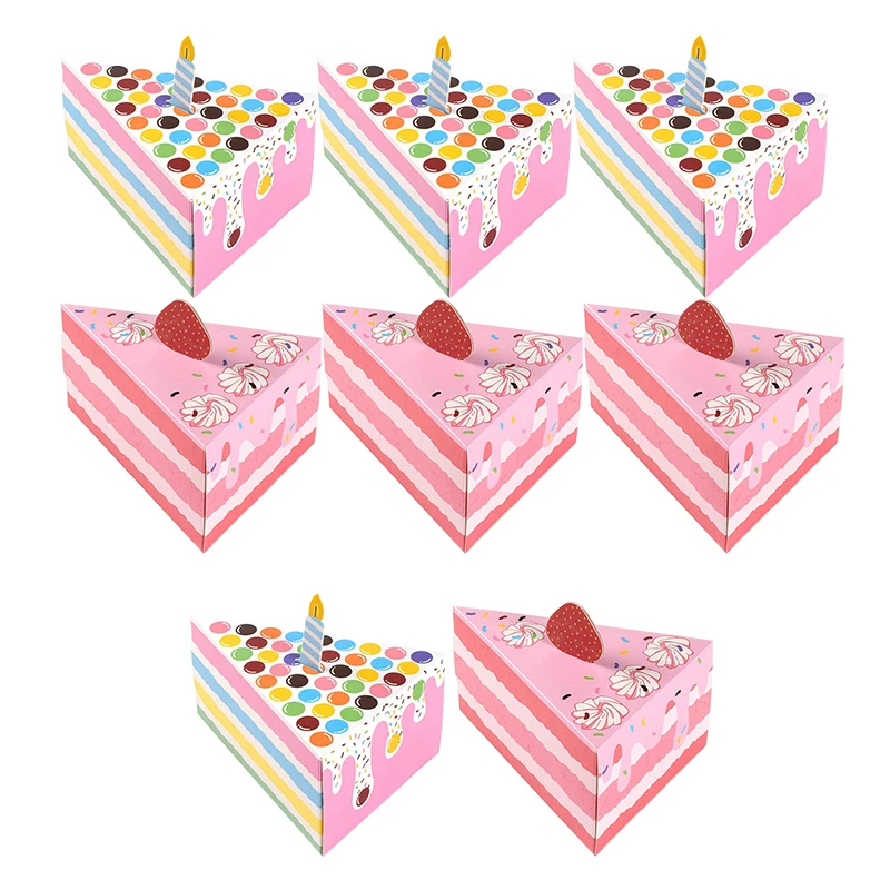 4pcs Triangle Candy Boxes in Cake or Candle Shape, Cute Paper Packaging for Cookies, Kids Gifts, Birthday, Wedding, Party Favors and Decorations, Durable Reusable Paper Boxes, Factory Direct Supply
