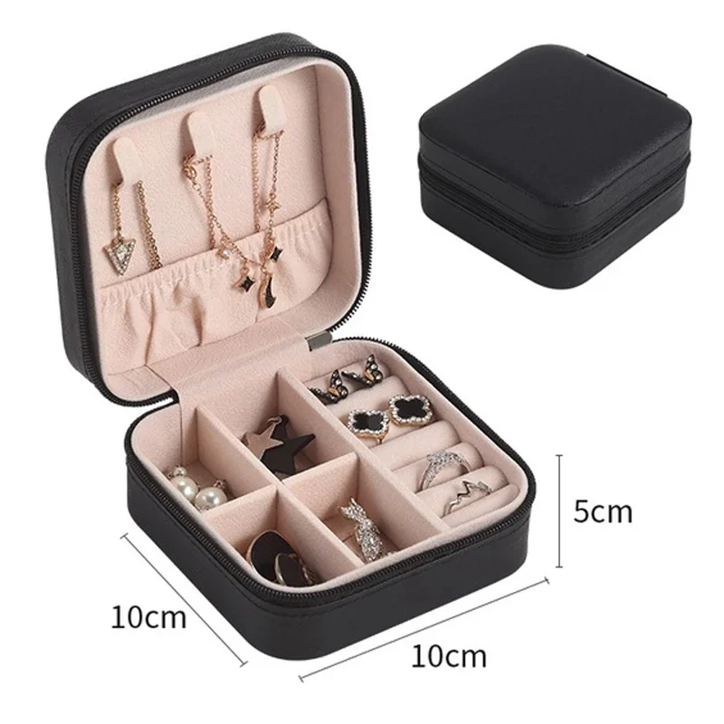 Travel Jewelry Case 💎 Jewelry Storage Box – Leather Single Layer Jewelry Organizer for Women – Classic Black / Pure White / Pink Travel Jewelry Case – Compact PU Leather Storage Box with Zipper Closure – Elegant Ladies Jewelry Holder for Rings Earrings Necklaces 2