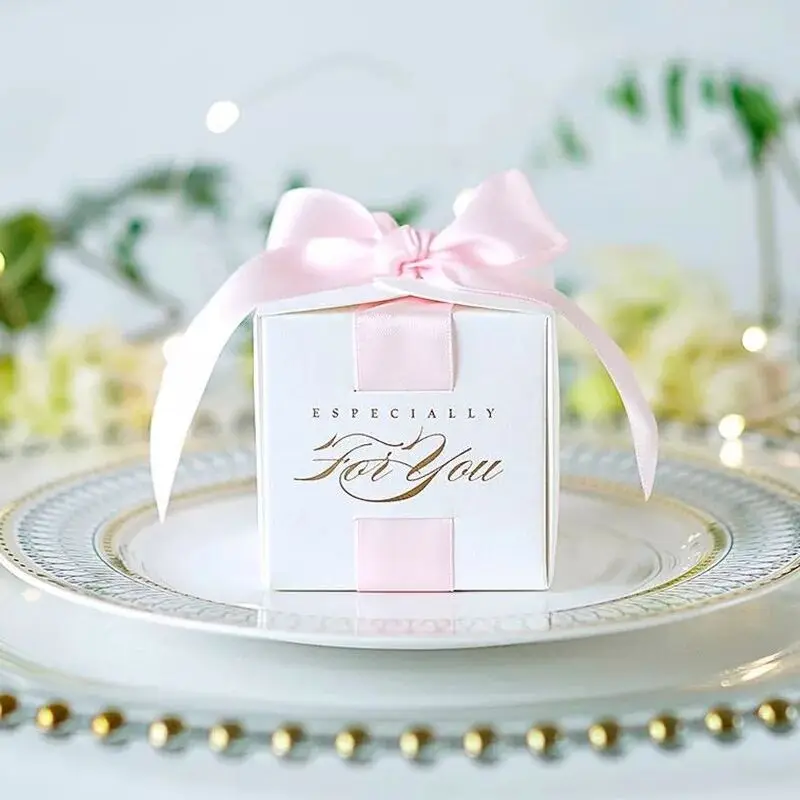 New Wedding Favor Gift Boxes with Ribbon, Candy Souvenir Boxes for Baby Shower, Birthday, Christening, Anniversary, Event Party Supplies, DIY Assemble - 图片 10