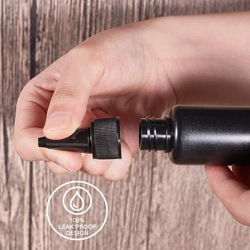 10pcs HDPE Black Plastic Squeeze Bottles with Caps – 30ml to 500ml Refillable Containers for Glue, Oil, Pigment, and DIY Liquids, Reusable Portable Bottles for Crafts, Kitchen, and Small Business Packaging 2
