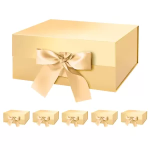 10-1Pcs Magnetic Closure Gift Packaging Box with Ribbon | Collapsible Box with Lid for Wedding Gift Wrap, Bridesmaid Proposal, Birthday, Party Favor | Reusable Magnetic Foldable Box