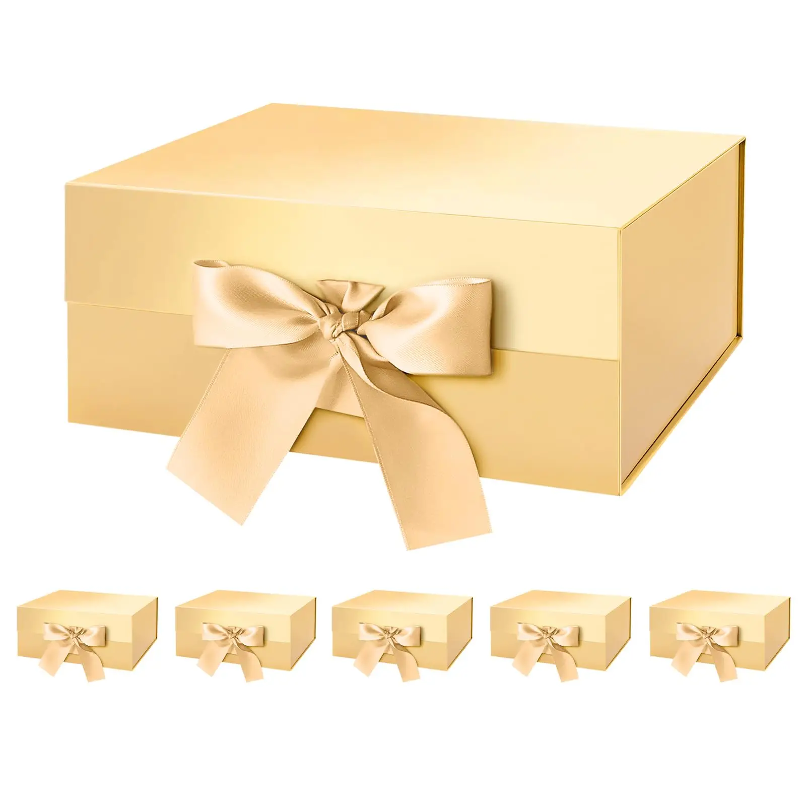 10-1Pcs Magnetic Closure Gift Packaging Box with Ribbon | Collapsible Box with Lid for Wedding Gift Wrap, Bridesmaid Proposal, Birthday, Party Favor | Reusable Magnetic Foldable Box - 图片 11