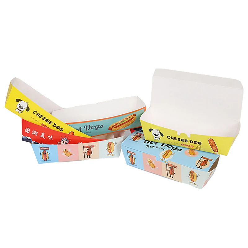 100PCS Disposable Hot Dog Boxes Paper Food Trays | Foldable Takeout Catering Containers for Sandwich, French Fries, Snacks | Eco-Friendly Party Serving Tableware for BBQ, Events, Festivals 7