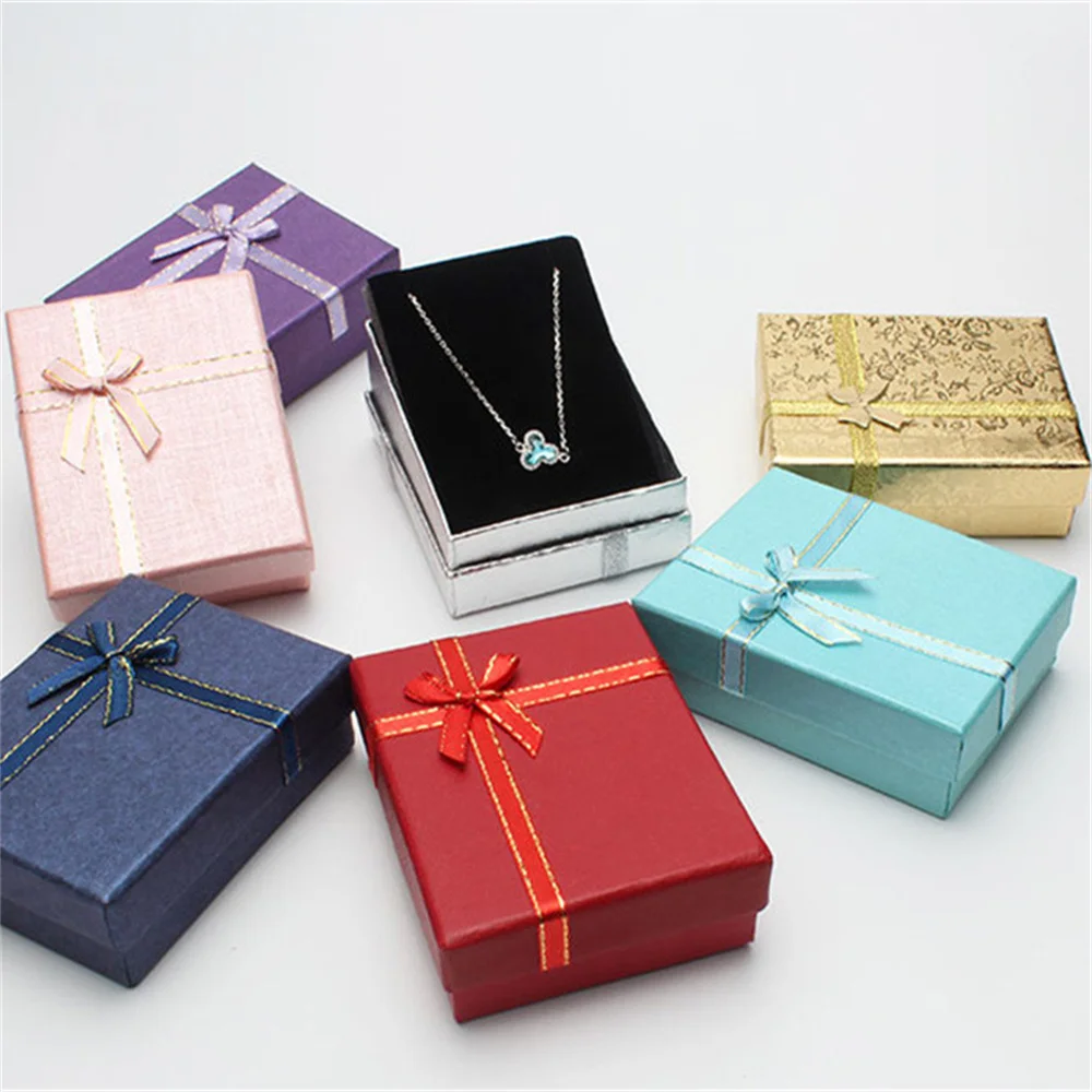 Bowknot Jewelry Packaging Box for Wedding Engagement, Elegant Paper Cardboard Gift Case for Ring Earrings Necklace Bracelet, Small Bow Shape Jewelry Storage Organizer Box for Romantic Gift Wrapping 2