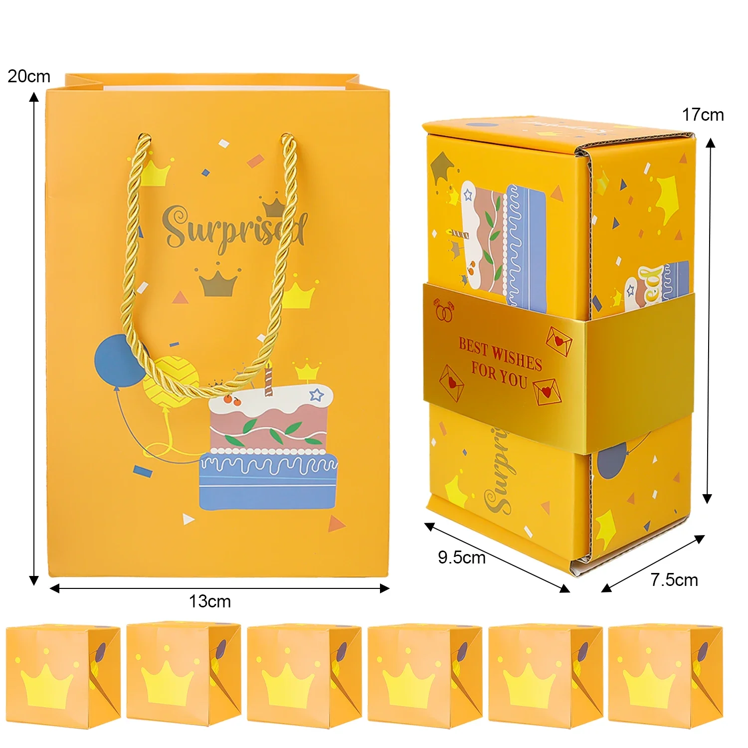 Folding Bounce Gifts Box Set, Creative Paper Jumping Boxes with Gift Bag, Valentine’s Day Birthday Party DIY Decoration Supplies, Surprise Paper Packaging Box Set with Reusable Gift Bag - 图片 8