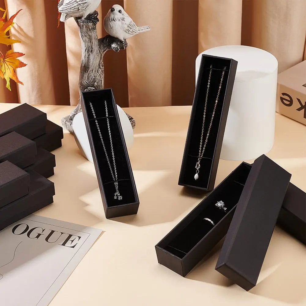 1PCS Black Square Jewelry Display Gift Box Organizer for Ring, Earring, Necklace, Bracelet, or Brooch – Elegant Velvet Paper Jewelry Packaging Box for Engagement, Wedding, Proposal, and Wholesale Display Use - 图片 3
