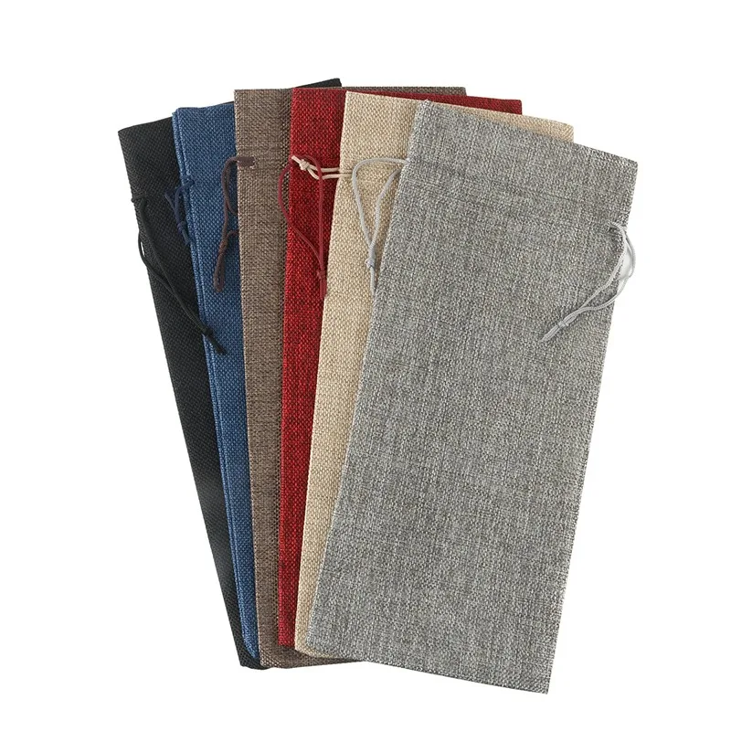 12PCS Burlap Wine Gift Bags with Tags & Jute Rope, Reusable Linen Wine Bottle Covers with Drawstring, Rustic Multicolor Jute Wraps for 750ml Champagne Bottles, Christmas Wedding Birthday Party Packaging 3