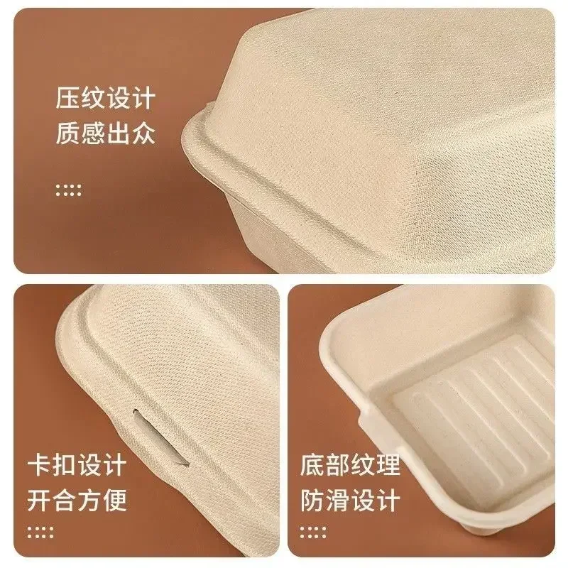 20/50pcs Square Embossed Paper Cake Boxes, 6-Inch Disposable Biodegradable Dessert Containers, Thick Lunch Cases for Hamburg, Tiramisu, Pastries, and Bakery Takeout Packaging - 图片 5