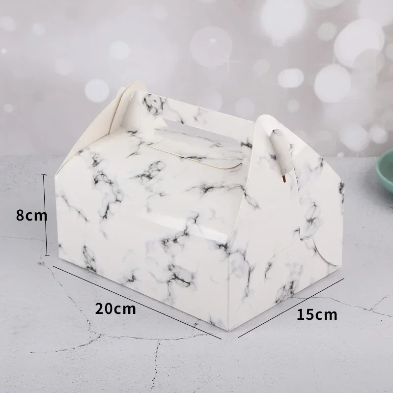 10Pcs Red Kraft Paper Cake Boxes with Handle, Bakery Packaging Gift Containers for Cupcakes, Muffins, Pastries, Donuts and Desserts – Perfect Christmas, Birthday, Wedding and Party Favor Supplies - 图片 7