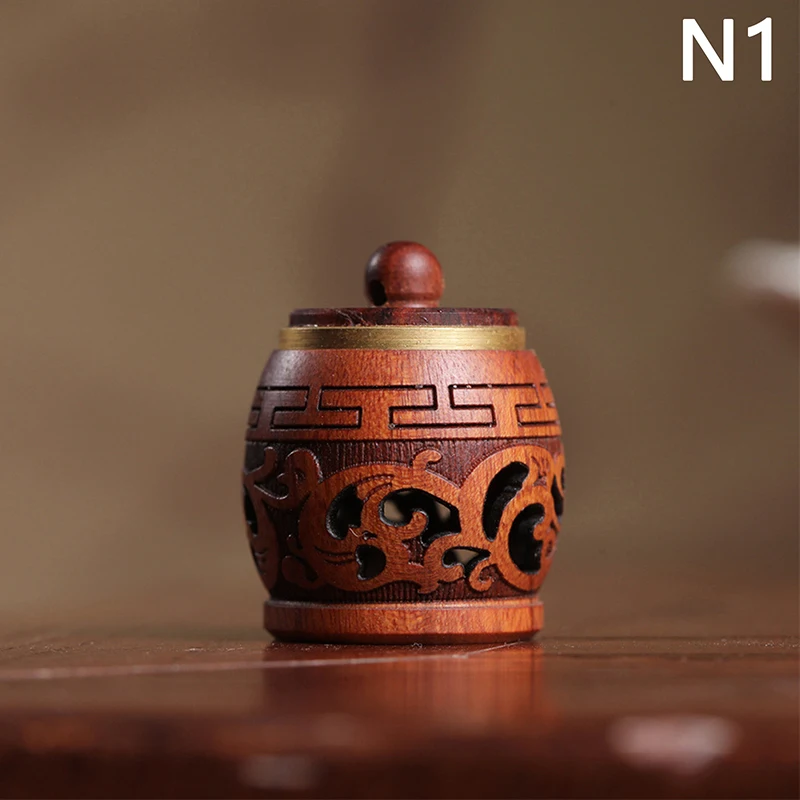 1Pc Natural Wood Lotus Shape Mini Perfume Aroma Diffuser Bottle with Expandable Sandalwood, Portable Wooden Jar, Hanging Pomander Container for Car, Room, DIY Essential Oil, Travel - 图片 8