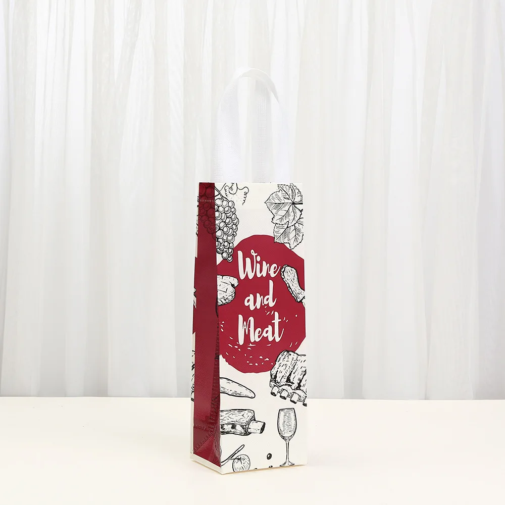 10PCS Wine Bottle Gift Bags Vintage-Style Non-Woven Packaging Bags for Bottles, Luxury Designer Sweets Party Favor Bags, Gourmet Wine Accessories, Elegant Reusable Tote Bags for Holidays and Events - 图片 3