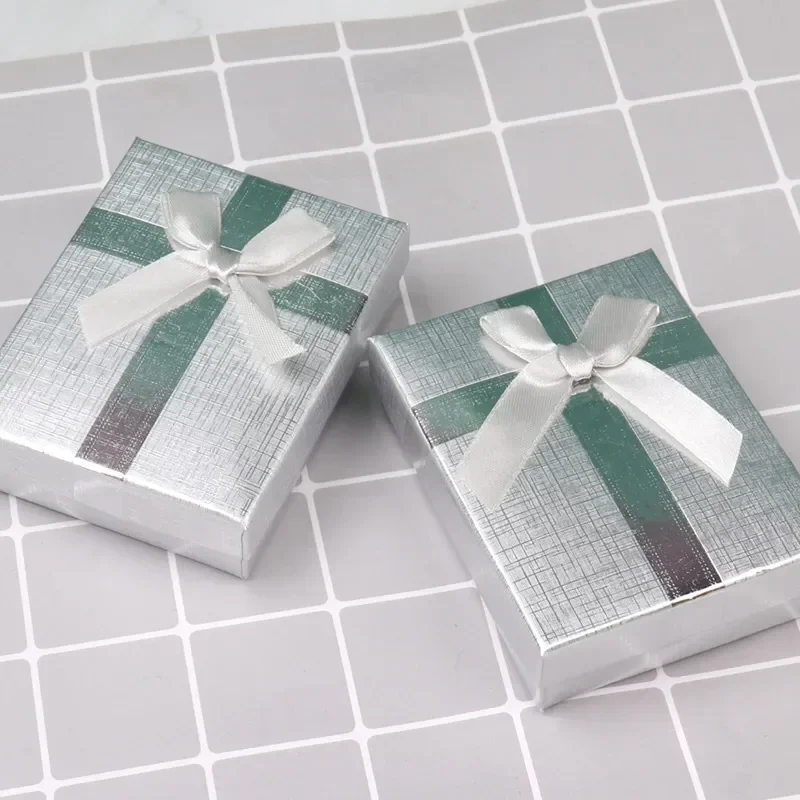 Velvet Metal Necklace Holder and Cardboard Jewelry Gift Box with Butterfly Bow – Sponge Lined Rectangle Packaging for Rings, Bracelets, Earrings and Necklaces – Elegant Jewelry Display and Storage