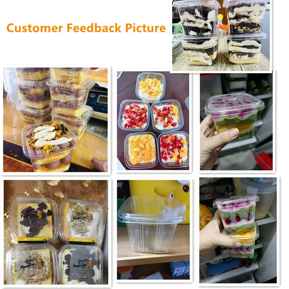 50 Sets Clear PET Cupcake Boxes 400ml / 300ml Disposable Dessert Containers Square Plastic Cake Mousse Packaging Box for Wedding Birthday Baby Shower Party Favors Supplies - 图片 6