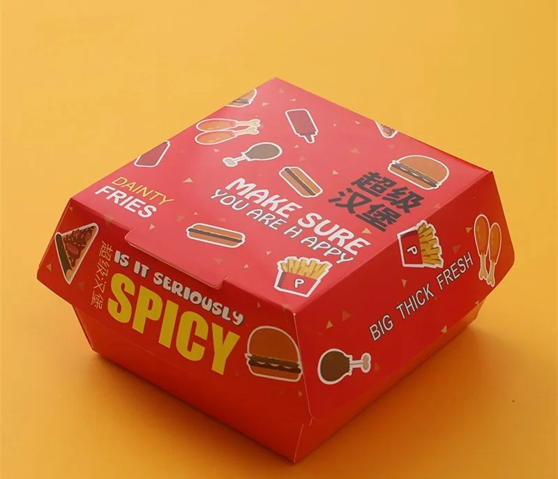 50pcs Kraft Paper Hamburger Boxes, Disposable Bento & Dessert Packaging, Handmade Bread Packing Boxes for Sandwiches, Burgers, Snacks, Takeout, Party Supplies, Cafes, Restaurants 3