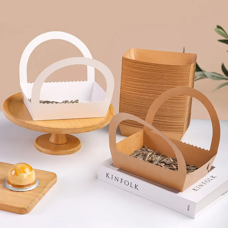 10pcs/lot Disposable Folding Kraft Paper Boat Trays for Picnic, Barbecue, Fried Food, Hot Dogs, Snacks, Portable and Eco-Friendly Food Packaging Boxes - 图片 4