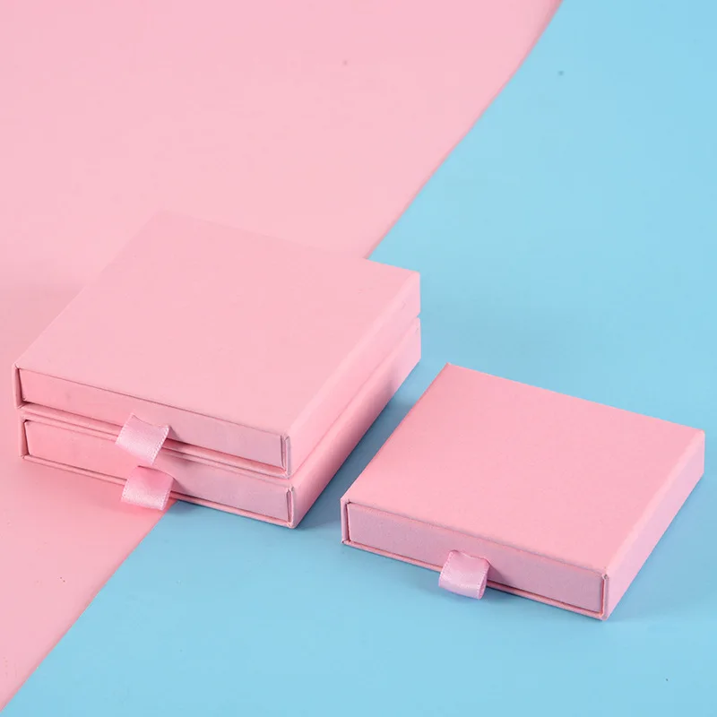 Custom Kraft Paper Drawer Jewelry Boxes with Logo – Small Business Necklace Ring Earring Packaging Gift Boxes | 1000g Paper + Black Sponge Insert | Plain or Personalized Jewelry Box Bulk Wholesale