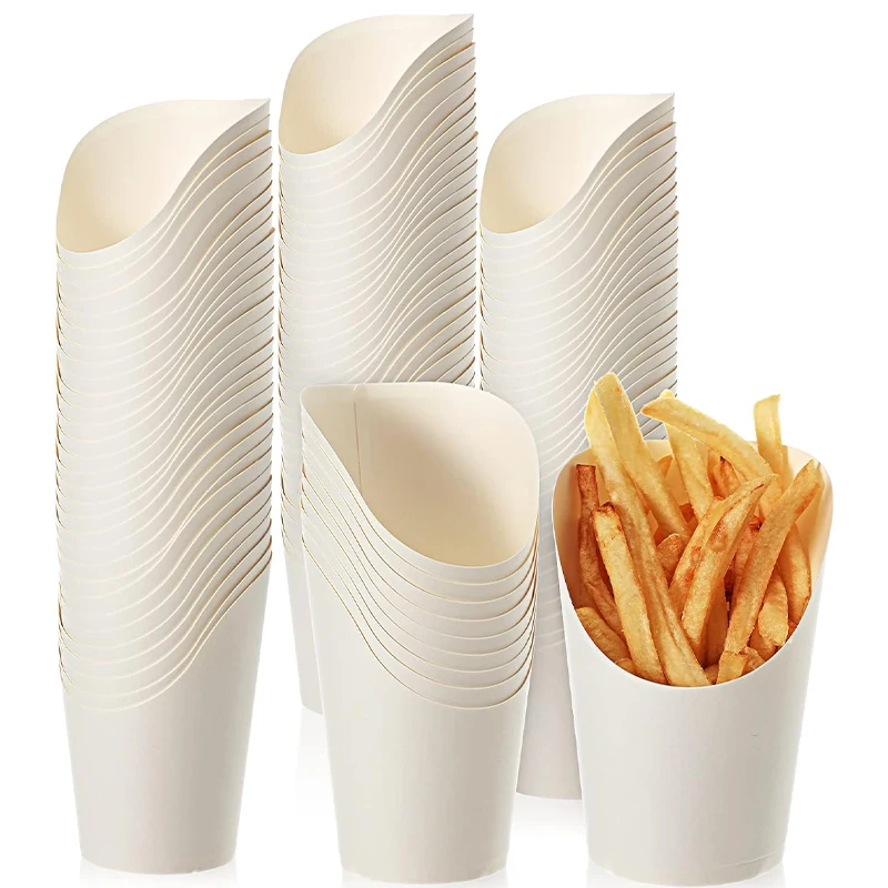 50pcs Disposable Kraft Paper French Fries Holders, Snack and Dessert Cups, Potato Chips Containers, Charcuterie Cups for Parties, Weddings, Birthday Celebrations, Catering, Takeout, Eco-Friendly Food Service