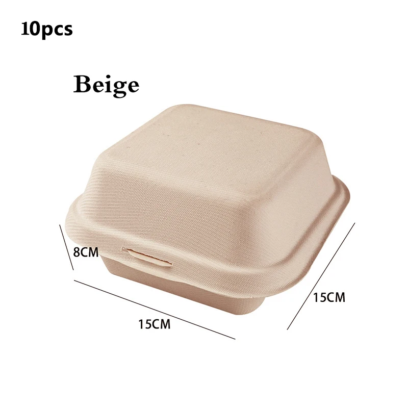 20/10pcs Disposable Bento Food Containers, Biodegradable Sugarcane & Wheat Straw Lunchboxes for Desserts, Cakes, Burgers, Snacks, Microwavable Meal Prep, Eco-Friendly Home Takeout Packaging - 图片 8