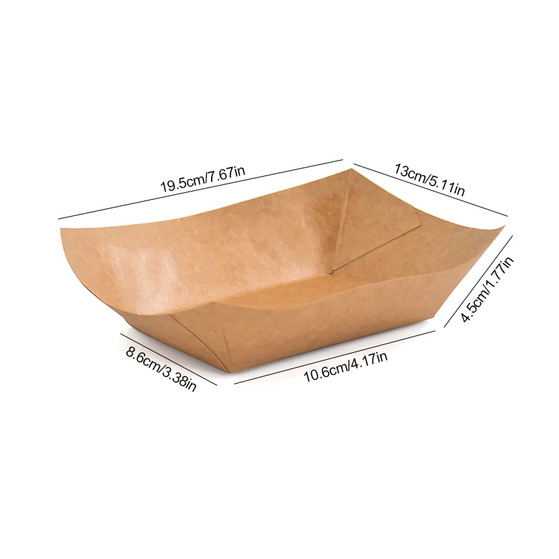 5pcs Kraft Paper Dessert and Snack Boxes, Disposable Cake Containers, Pastry Trays, French Fries Holders, Food Kraft Paper Bowls for Weddings, Birthday Parties, Halloween, Catering, and Event Use - 图片 7