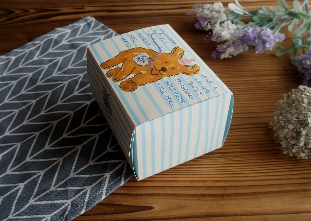 10 Pcs Blue Dog Bear Doll Paper Boxes 15.5×10×12cm for Wedding Birthday Valentine’s Day Chocolate Cookies Candy Macaron Packaging Food Safe Kraft Paper Gift Boxes 15