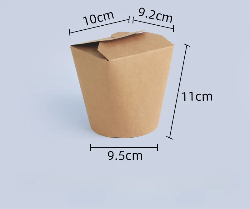 500pcs Disposable Kraft Paper Noodle Takeaway Boxes with Round Bottom, Eco-Friendly Fast Food Packaging for Pasta Salad Rice Snacks Takeout Restaurant Party Use - 图片 11