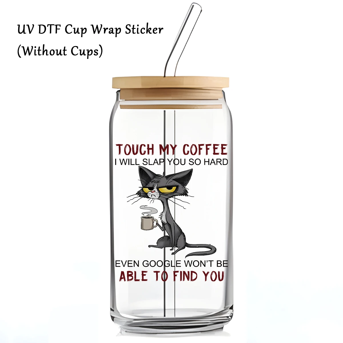 1PC Cat-Themed UV Transfer Sticker – DIY Waterproof Animal Pattern DTF Sticker for Glass Cups, Mug Decoration, Gift Wrapping, Personalized Drinkware, Creative Craft Supplies