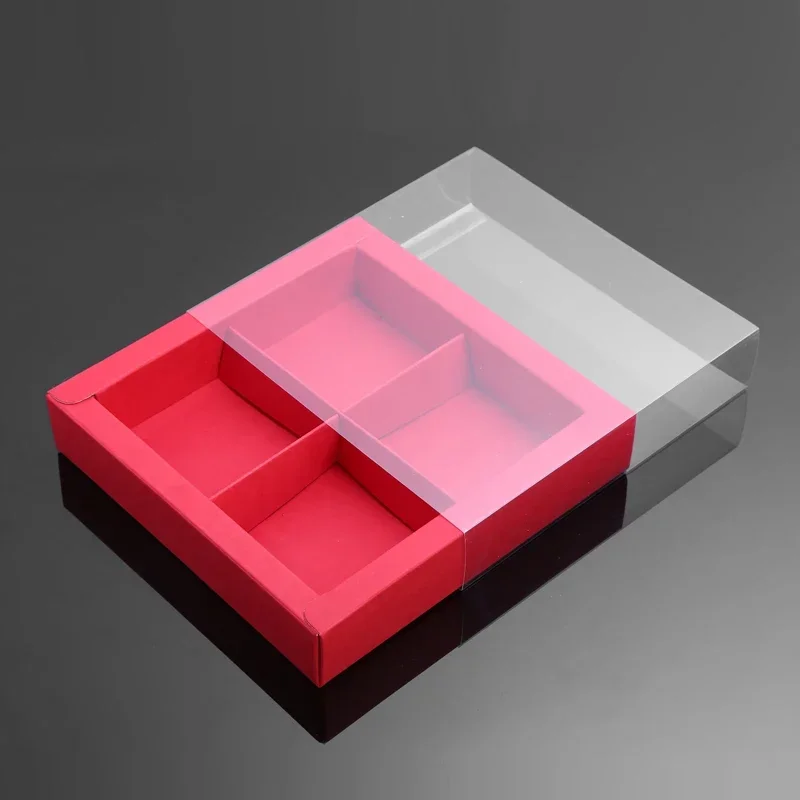 10PCS Chocolate Macarons and Mooncake Boxes with 4/9 Grid Inserts, PVC Transparent Window Gift Packaging, Ideal for Weddings, Christmas, Birthdays, Party Favors, Desserts, and Holiday Celebrations - 图片 8