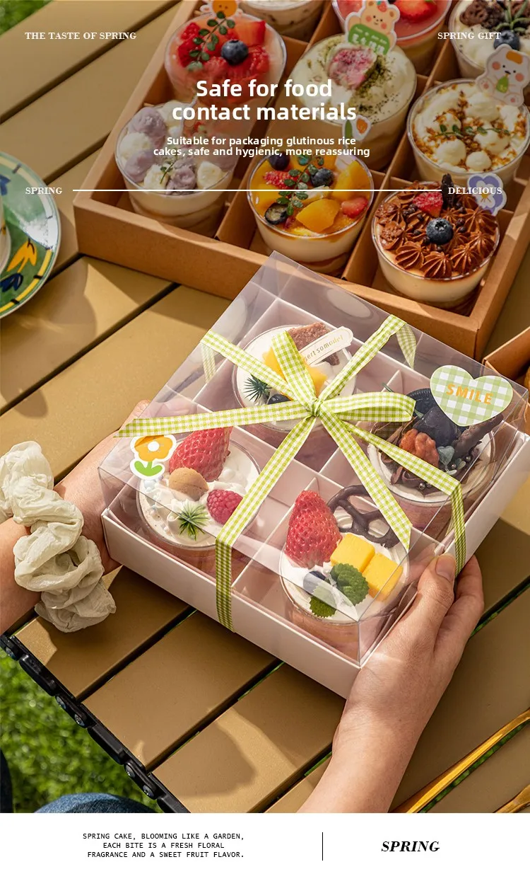 Four by Six by Nine Grid Transparent Cake Box Dessert Pastry Container for Afternoon Tea, Picnic, Party, Takeaway, Western-Style Baked Goods, Mousse, Cupcakes, Cookies, Home and Bakery Packaging 3