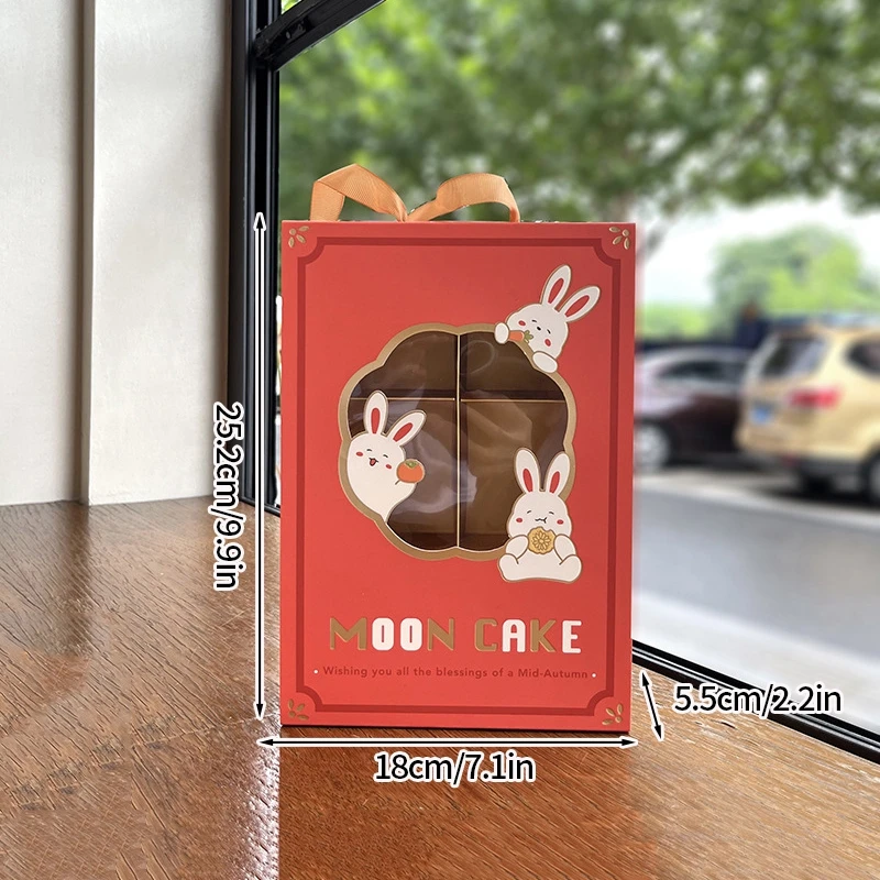 5pcs Mooncake Gift Boxes, Premium Cardboard Mid-Autumn Festival Packaging with Gold Foil Design, Handle for Easy Carrying, Perfect for Mooncakes, Chocolates, Egg Yolks, and Autumn Festival Gifts - 图片 7