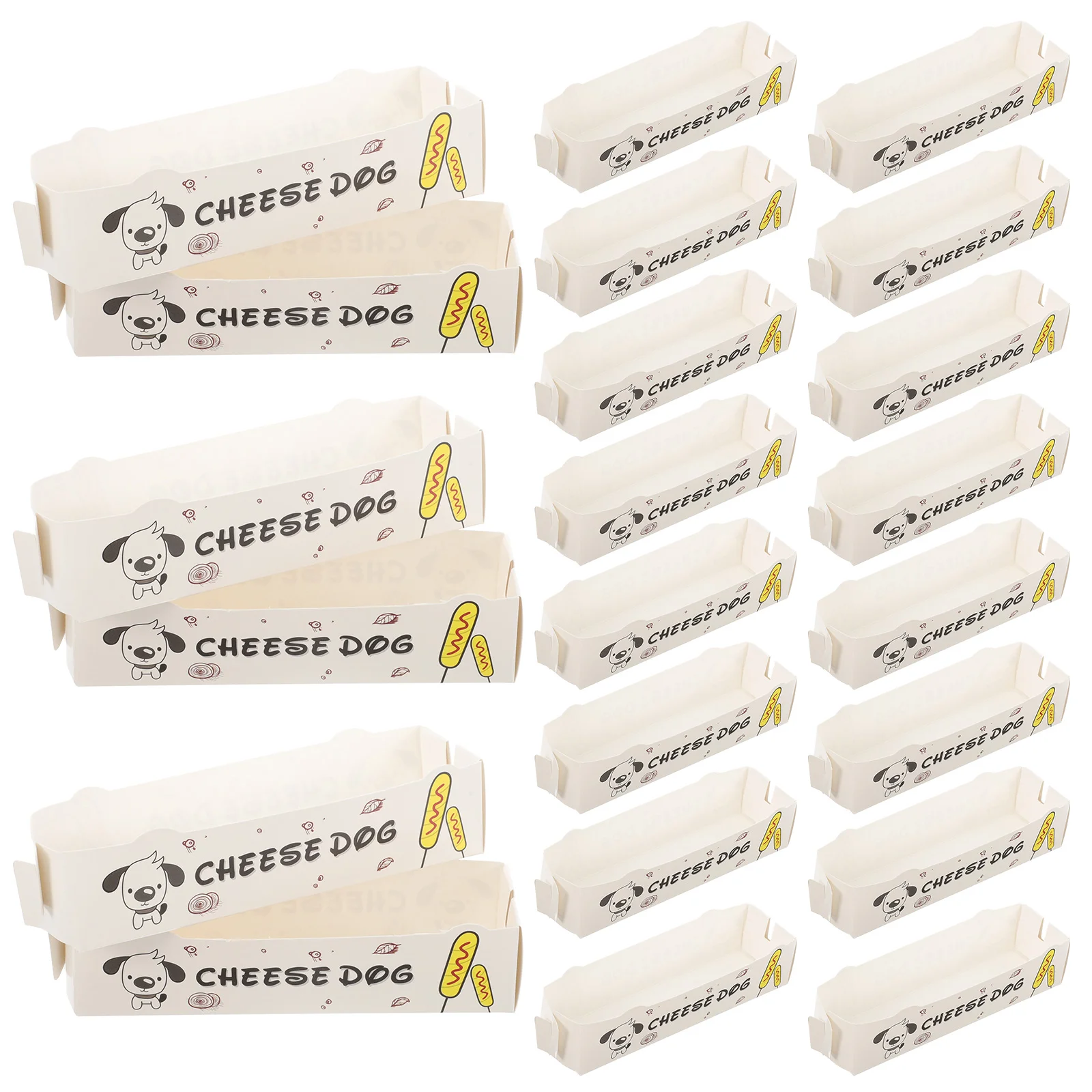 100PCS Hot Dog Paper Boxes Takeaway Disposable Lunch Trays – Kraft Cardboard Containers for Snacks, Sausage, Sandwich, Cookies, Bread, Desserts, Wedding Treats and Party Catering Supplies