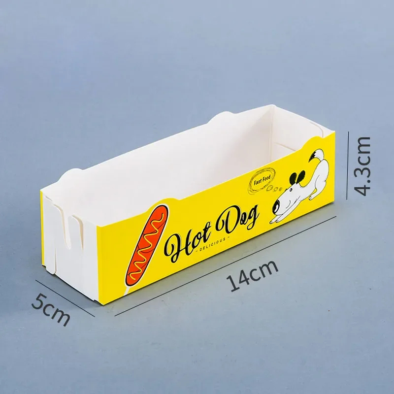 100pcs Disposable Hot Dog Paper Boxes, Food Serving Trays for Parties, Catering, Events, and Takeout, Eco-Friendly Disposable Tableware for Snacks and Meals - 图片 6
