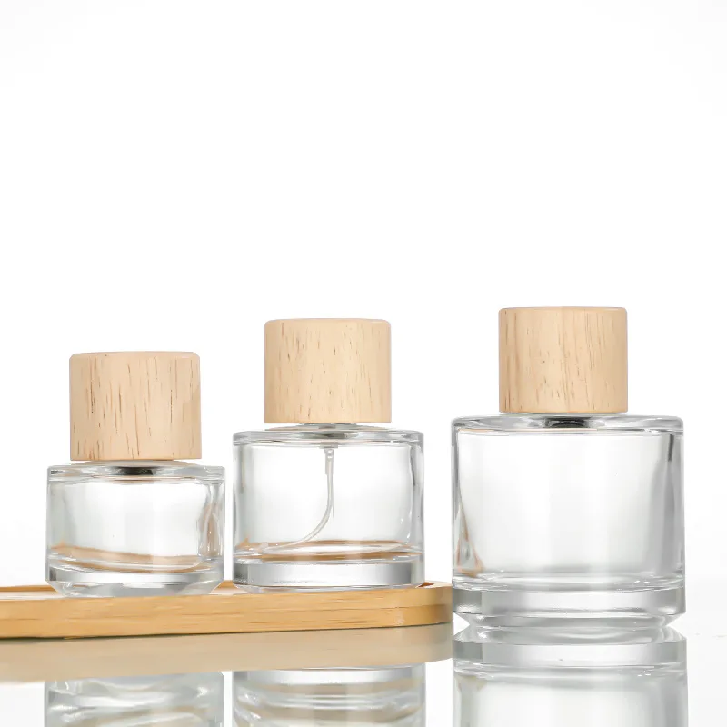 10pcs Transparent Glass Perfume Bottles with Wooden Cap – Empty 30ml 50ml 100ml Bayonet-Style Spray Atomizer Containers for Cologne, Fragrance, Essential Oils, and Cosmetic Packaging 4