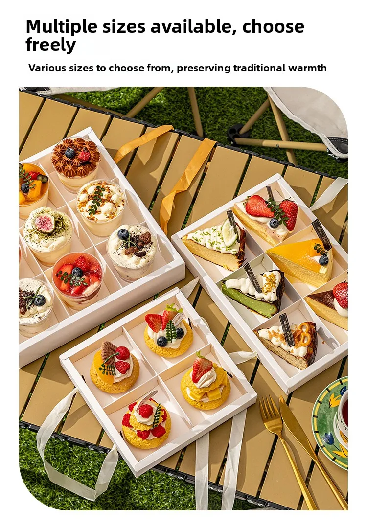 Four by Six by Nine Grid Transparent Cake Box Dessert Pastry Container for Afternoon Tea, Picnic, Party, Takeaway, Western-Style Baked Goods, Mousse, Cupcakes, Cookies, Home and Bakery Packaging 4